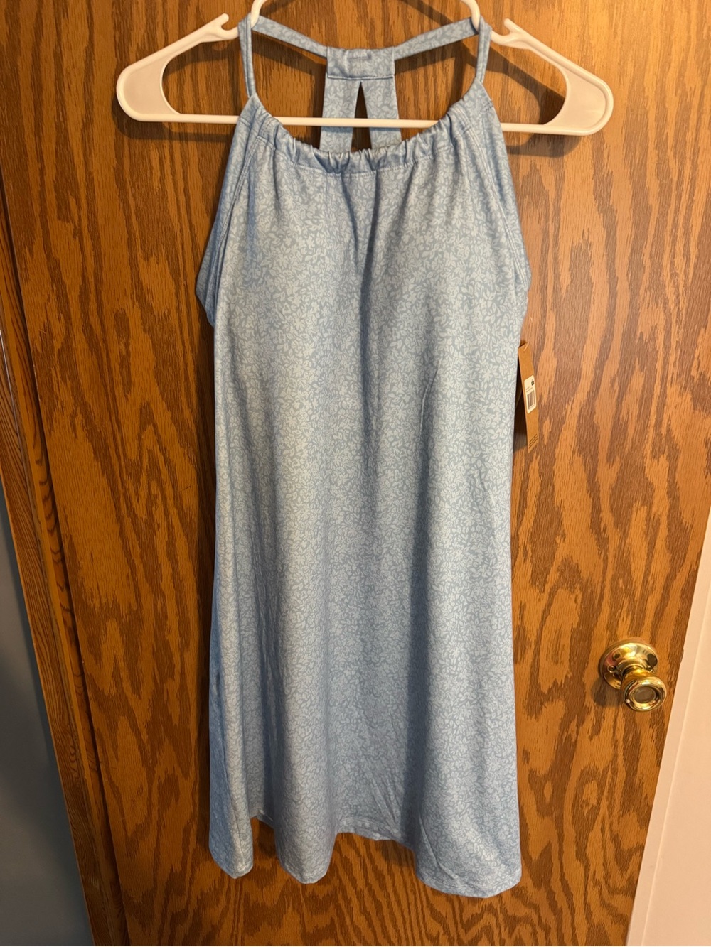 Eddie Bauer Active Light Blue Halter Summer Dress, Medium- New with tags!